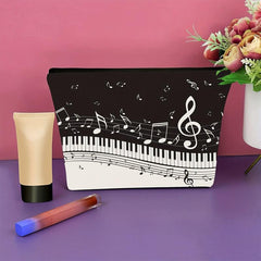 Stylish Piano Notes Pattern Makeup Bag for Travel