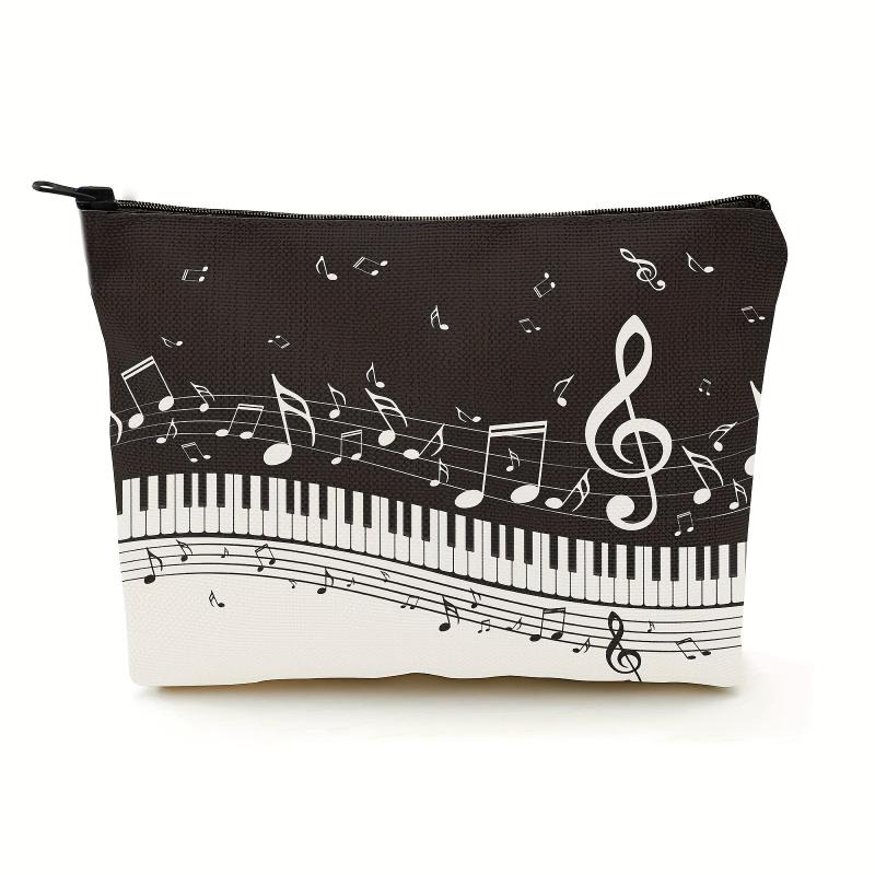 Stylish Piano Notes Pattern Makeup Bag for Travel