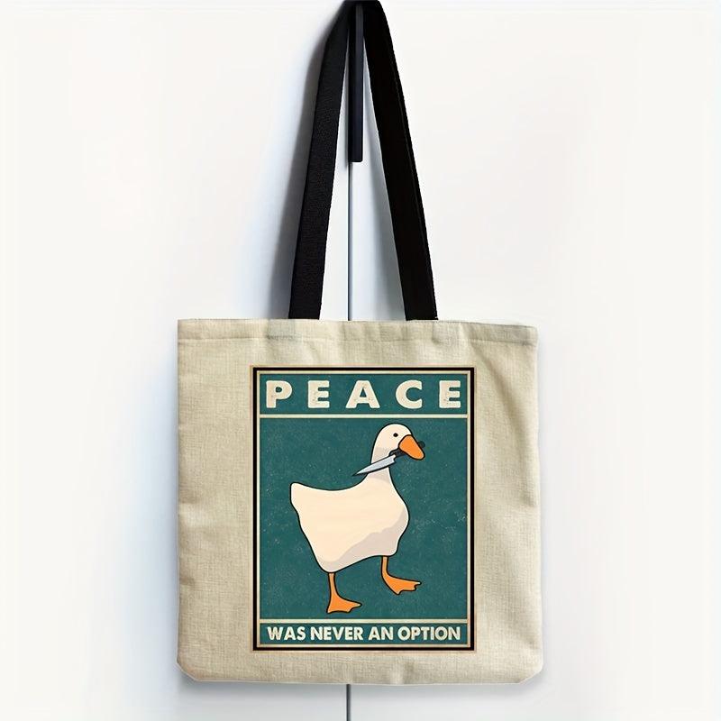 Goose Peace Was Never An Option Funny Goose Retro Prints Tote Bag
