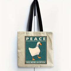 Goose Peace Was Never An Option Funny Goose Retro Prints Tote Bag
