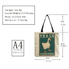 Goose Peace Was Never An Option Funny Goose Retro Prints Tote Bag