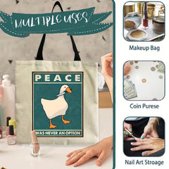 Goose Peace Was Never An Option Funny Goose Retro Prints Tote Bag