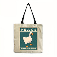 Goose Peace Was Never An Option Funny Goose Retro Prints Tote Bag