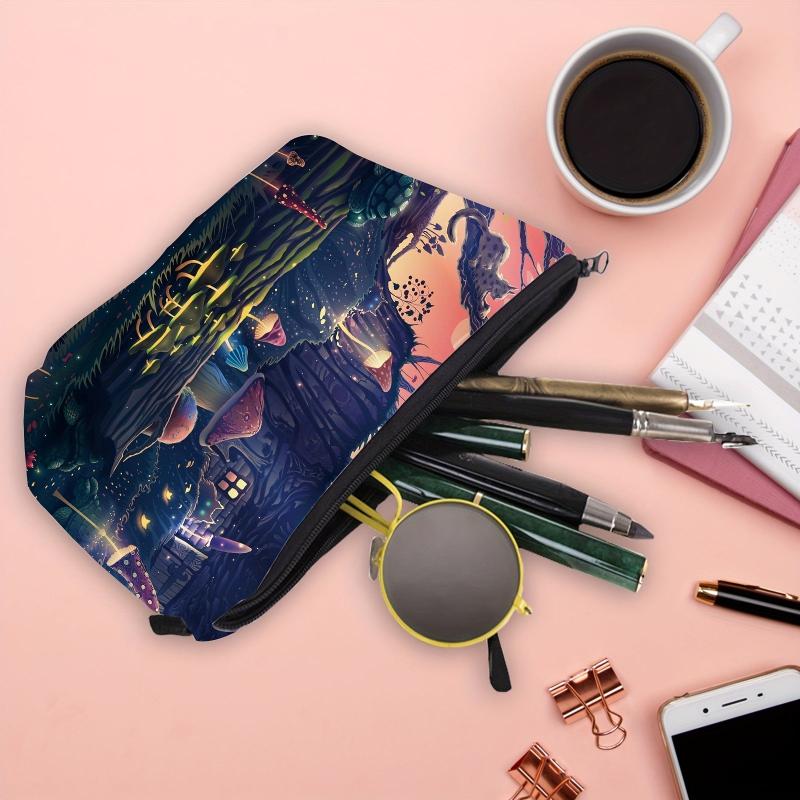 Colorful Mushroom Makeup Bag Travel Toiletry Organizer Zipper Pouch