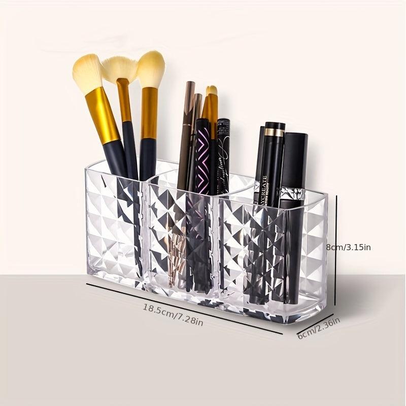 3 Slot Acrylic Makeup Brush Holder - Organize and Store Your Brushes in Style