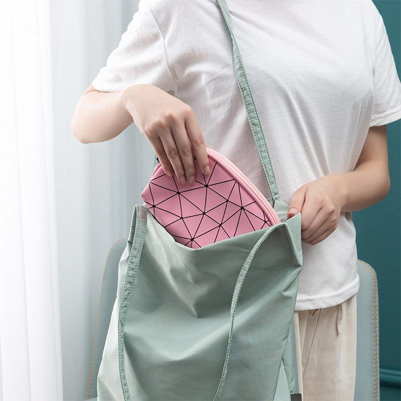PU Geometric Pattern Makeup Bag For Women Travel Toiletries Storage