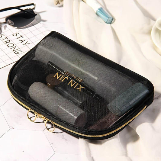 Mesh Makeup Bag Cosmetic Zipper Pouch Portable Travel Storage Bag