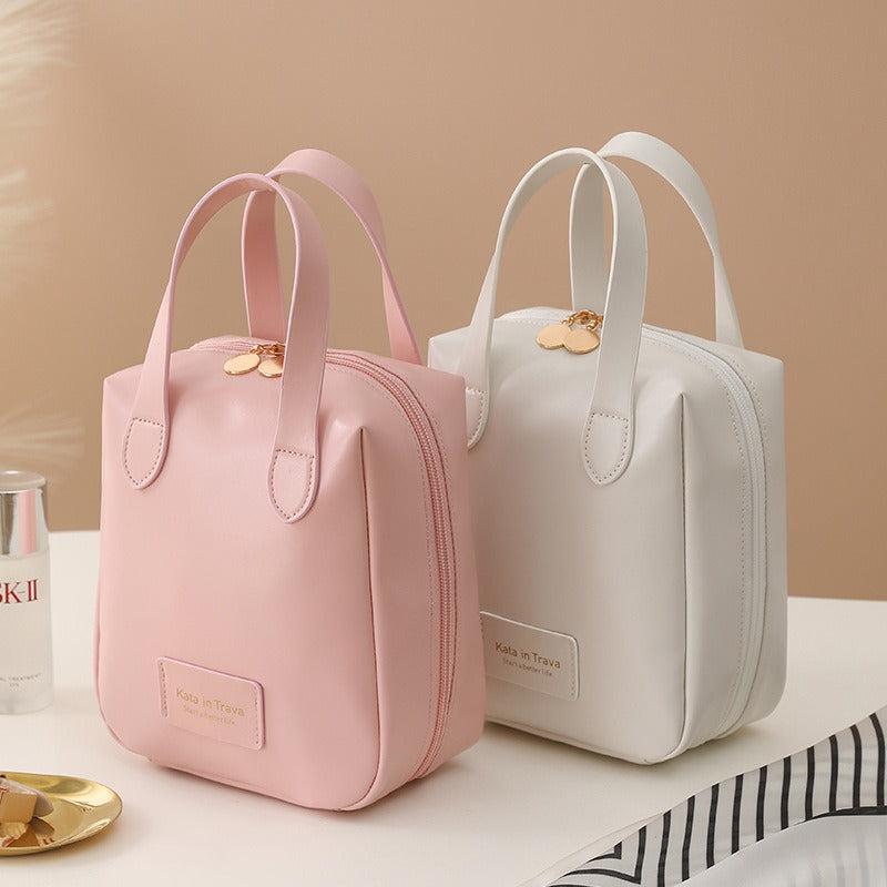 Portable Travel Cosmetic Bag Waterproof Makeup Pouch PU Leather Zipper Pouch