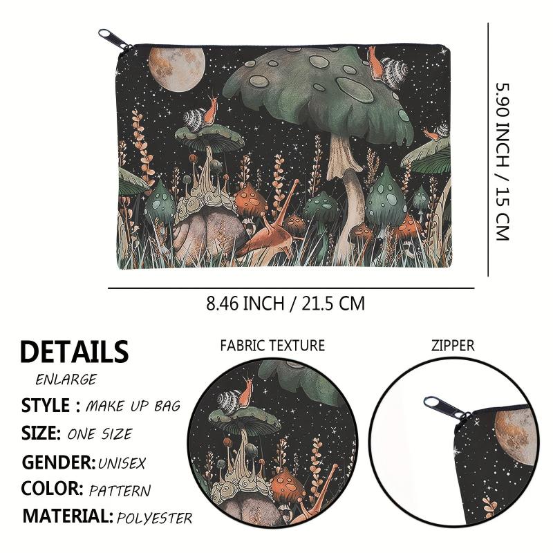 Mushroom Print Makeup Bag for Travel and Toiletries