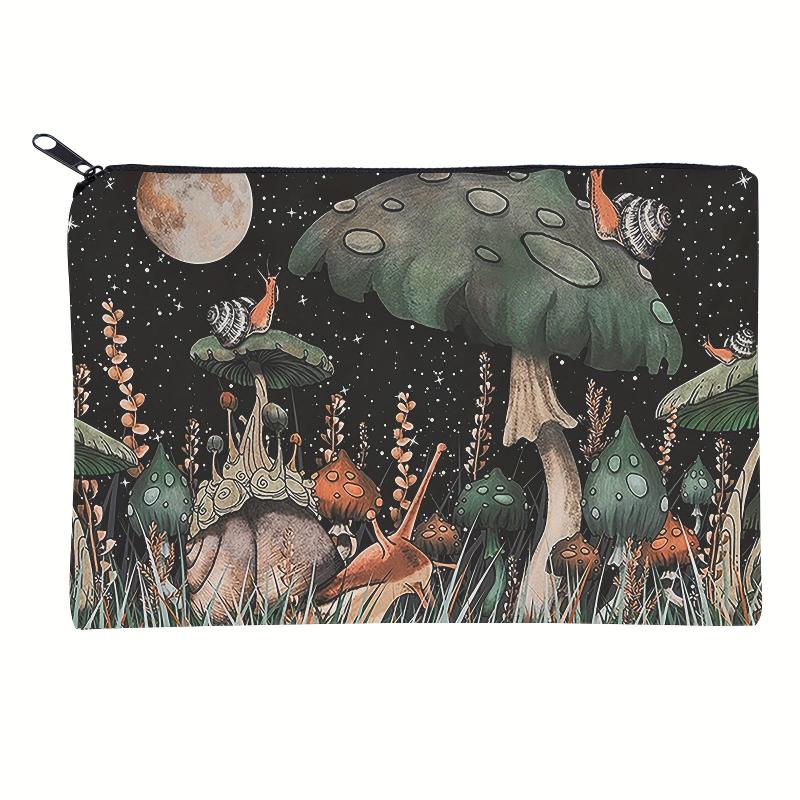 Mushroom Print Makeup Bag for Travel and Toiletries