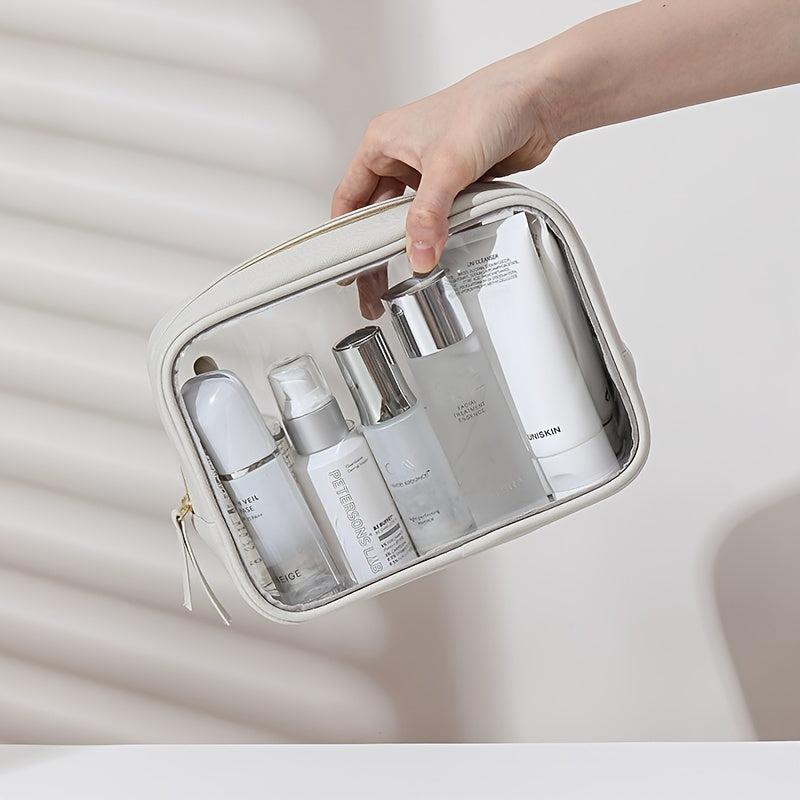 Waterproof Toiletry Bag with PU Leather PVC Combination