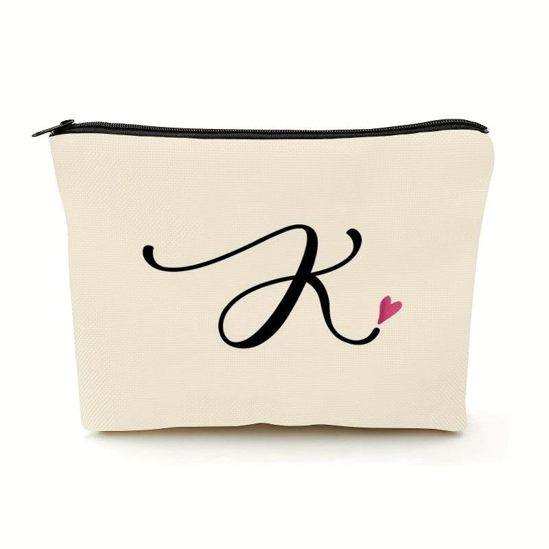 K Monogram Personalized Travel Makeup Bag Cosmetic Bag Zipper