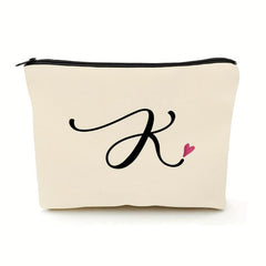 K Monogram Personalized Travel Makeup Bag Cosmetic Bag Zipper