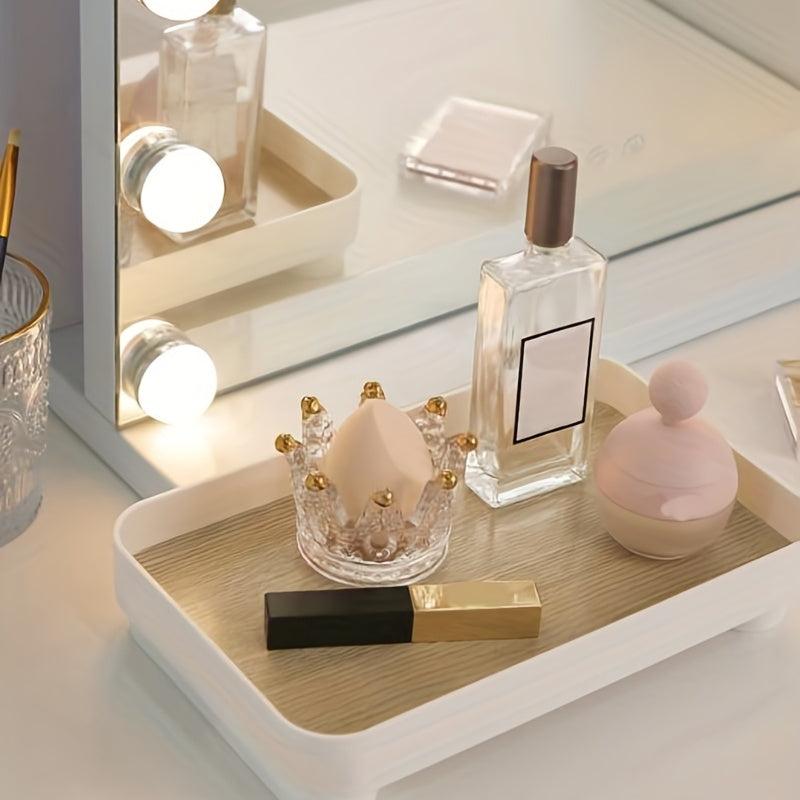 Wooden Bathroom Tray with Countertop Organizer for Cosmetics Perfume
