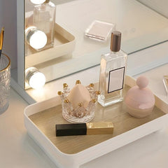 Wooden Bathroom Tray with Countertop Organizer for Cosmetics Perfume