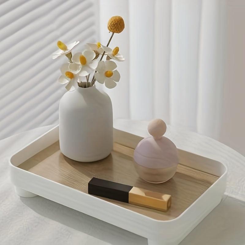 Wooden Bathroom Tray with Countertop Organizer for Cosmetics Perfume
