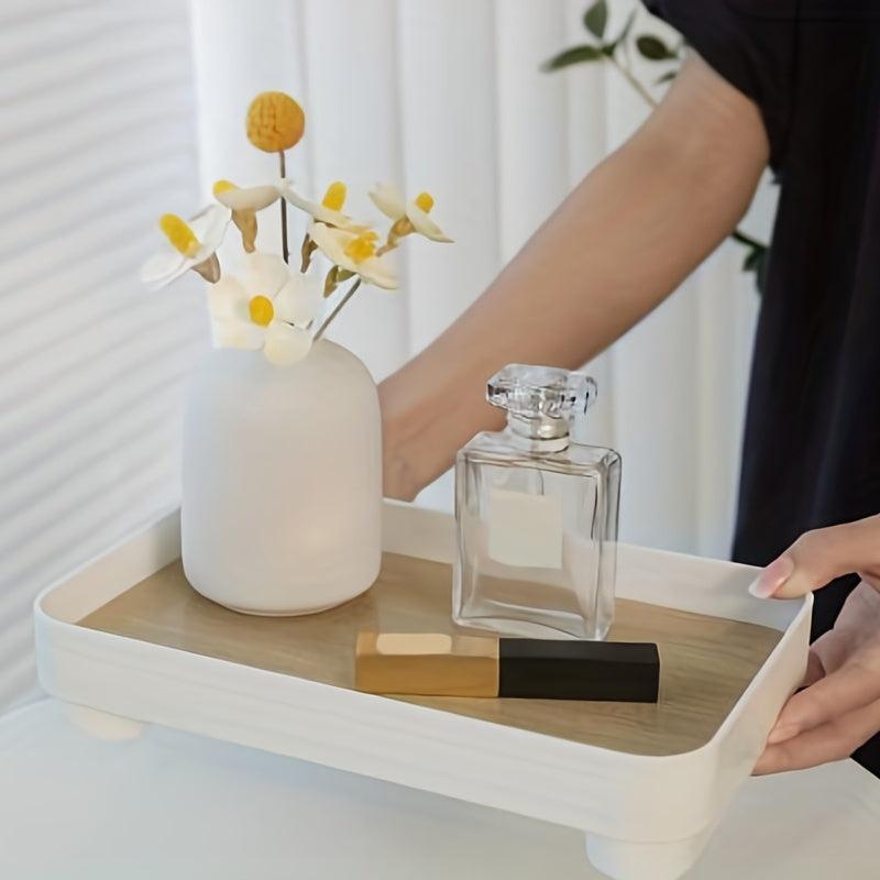 Wooden Bathroom Tray with Countertop Organizer for Cosmetics Perfume