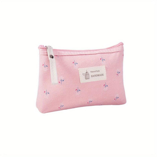 Floral Pattern Small Makeup Bag Toiletry Pouch Waterproof Cosmetic Bag