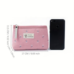 Floral Pattern Small Makeup Bag Toiletry Pouch Waterproof Cosmetic Bag