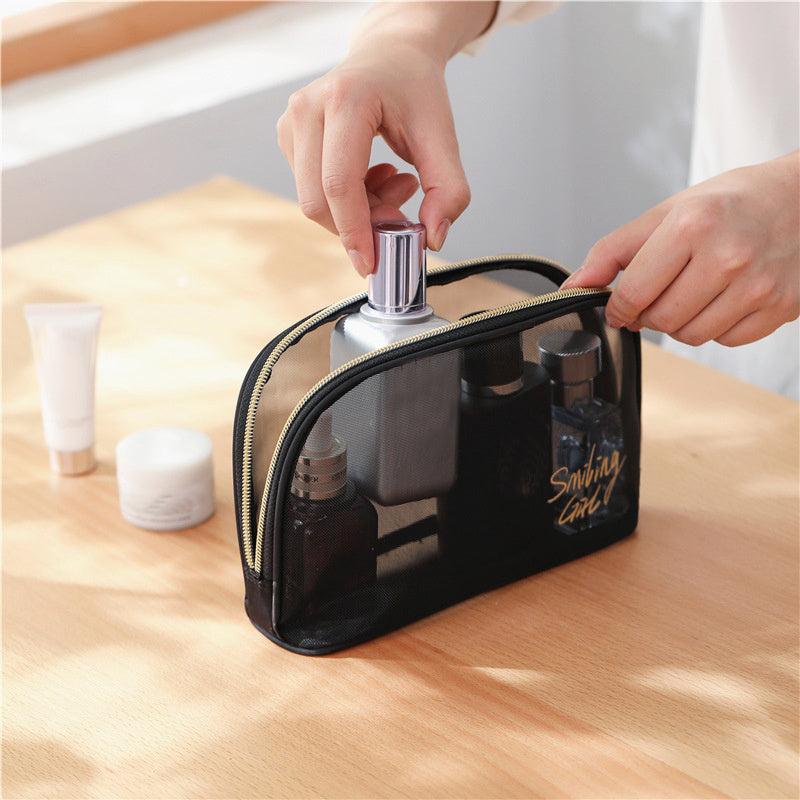Portable Clear Mesh Makeup Pouch for Travel