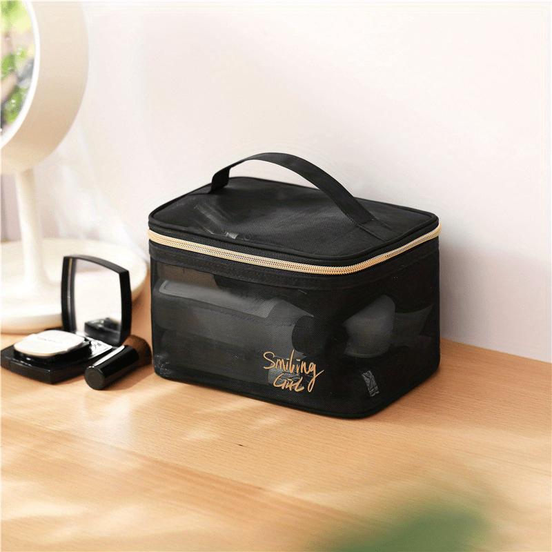 Portable Clear Mesh Makeup Pouch for Travel