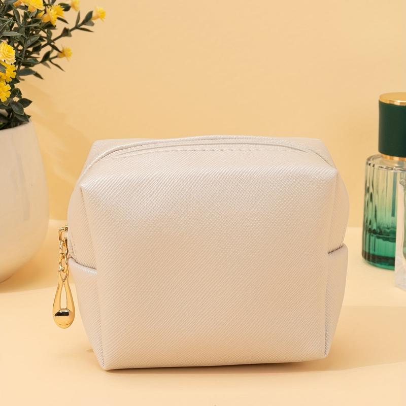 Mini PU Shell Makeup Bag Roomy Cosmetic Pouch For Purse Travel Zipper Pouch
