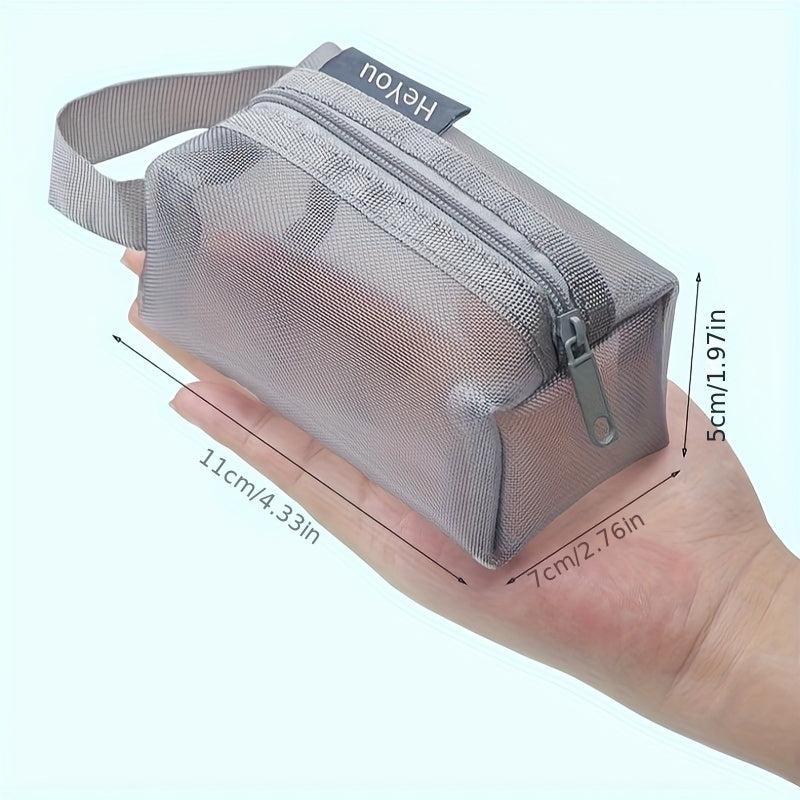 Clear Mesh Makeup Bag Roomy Toiletry Travel Organizer Zipper Handle