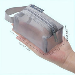 Clear Mesh Makeup Bag Roomy Toiletry Travel Organizer Zipper Handle