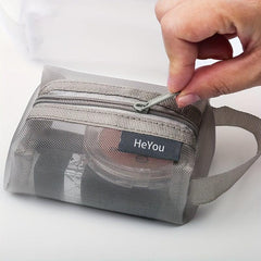 Clear Mesh Makeup Bag Roomy Toiletry Travel Organizer Zipper Handle