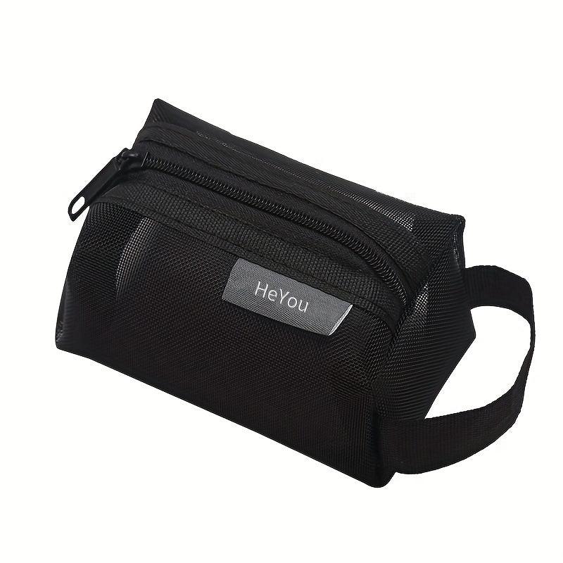 Clear Mesh Makeup Bag Roomy Toiletry Travel Organizer Zipper Handle