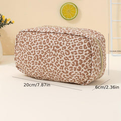 Leopard Print Square Makeup Bag Clutch Cosmetic Bag Roomy Travel Portable
