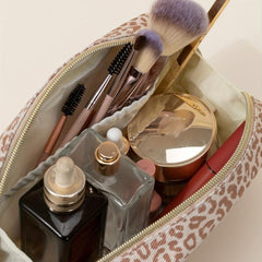 Leopard Print Square Makeup Bag Clutch Cosmetic Bag Roomy Travel Portable