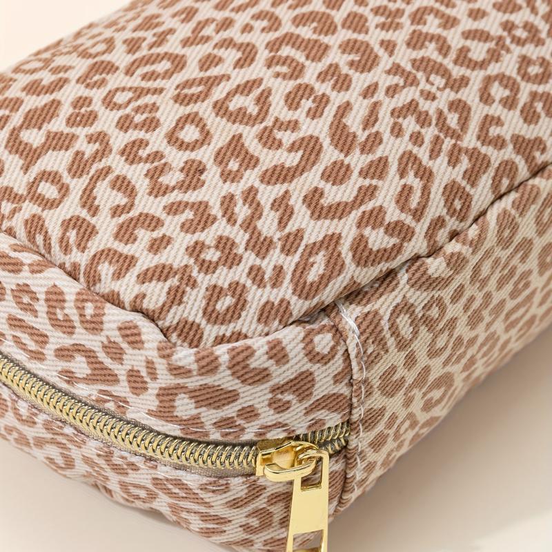 Leopard Print Square Makeup Bag Clutch Cosmetic Bag Roomy Travel Portable