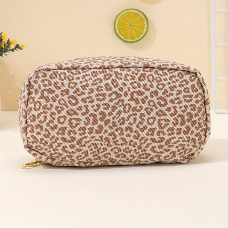 Leopard Print Square Makeup Bag Clutch Cosmetic Bag Roomy Travel Portable