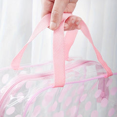 Polka Dots Toiletry Bag PVC Waterproof Portable Cosmetic Make Up Storage Bag