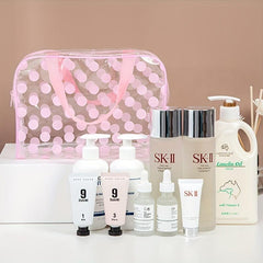 Polka Dots Toiletry Bag PVC Waterproof Portable Cosmetic Make Up Storage Bag