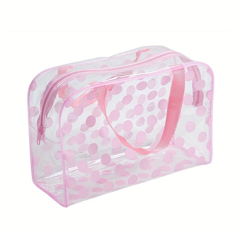 Polka Dots Toiletry Bag PVC Waterproof Portable Cosmetic Make Up Storage Bag