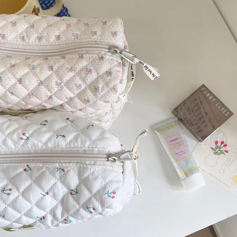 Quilted Floral Toiletry Bag Large Travel Organizer For Women