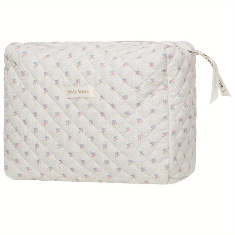 Quilted Floral Toiletry Bag Large Travel Organizer For Women