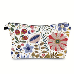 Wild Grasses & Flowers Cosmetic Bag Small Roomy Zipper Makeup Pouch