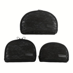 Floral Mesh Makeup Bag Women Breathable Zipper Pouch Toiletry Travel Organizer