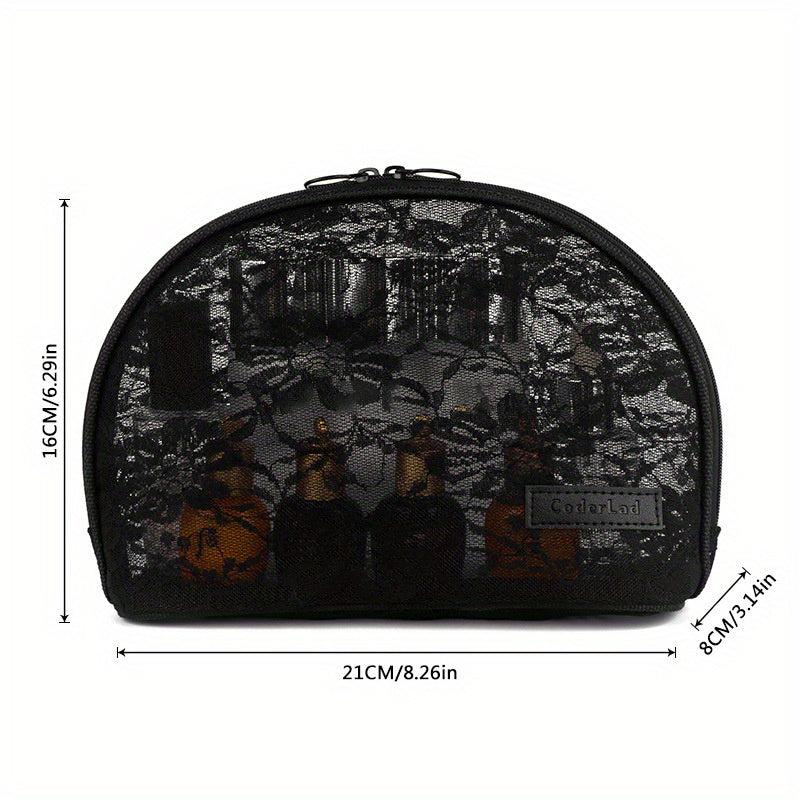 Floral Mesh Makeup Bag Women Breathable Zipper Pouch Toiletry Travel Organizer