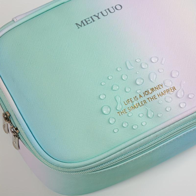 Large Capacity Gradient Makeup Bag with Brush Holder and Handle