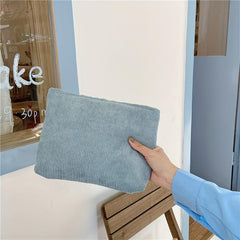 Solid Corduroy Makeup Bag for Traveling