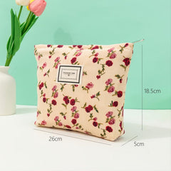 Flower Print Zipper Makeup Bag for Women