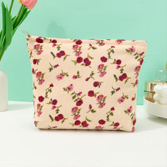 Flower Print Zipper Makeup Bag for Women