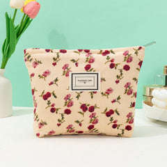Flower Print Zipper Makeup Bag for Women