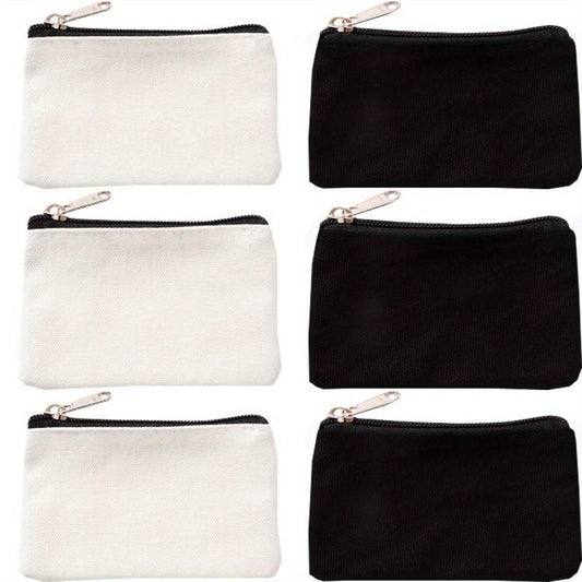 6pcs Canvas Zipper Makeup Bags Small Cosmetic Organizer Storage Pouch
