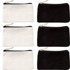 6pcs Canvas Zipper Makeup Bags Small Cosmetic Organizer Storage Pouch