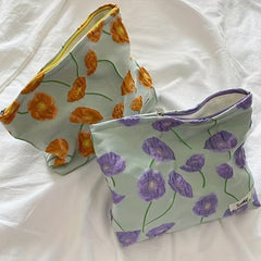 Sea Flower Cosmetic Bag Makeup Bag Travel Toiletry Zipper Storage Pouch